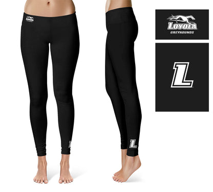 Loyola Maryland Greyhounds Vive La Fete Game Day Collegiate Logo at Ankle Women Black Yoga Leggings 2.5 Waist Tights