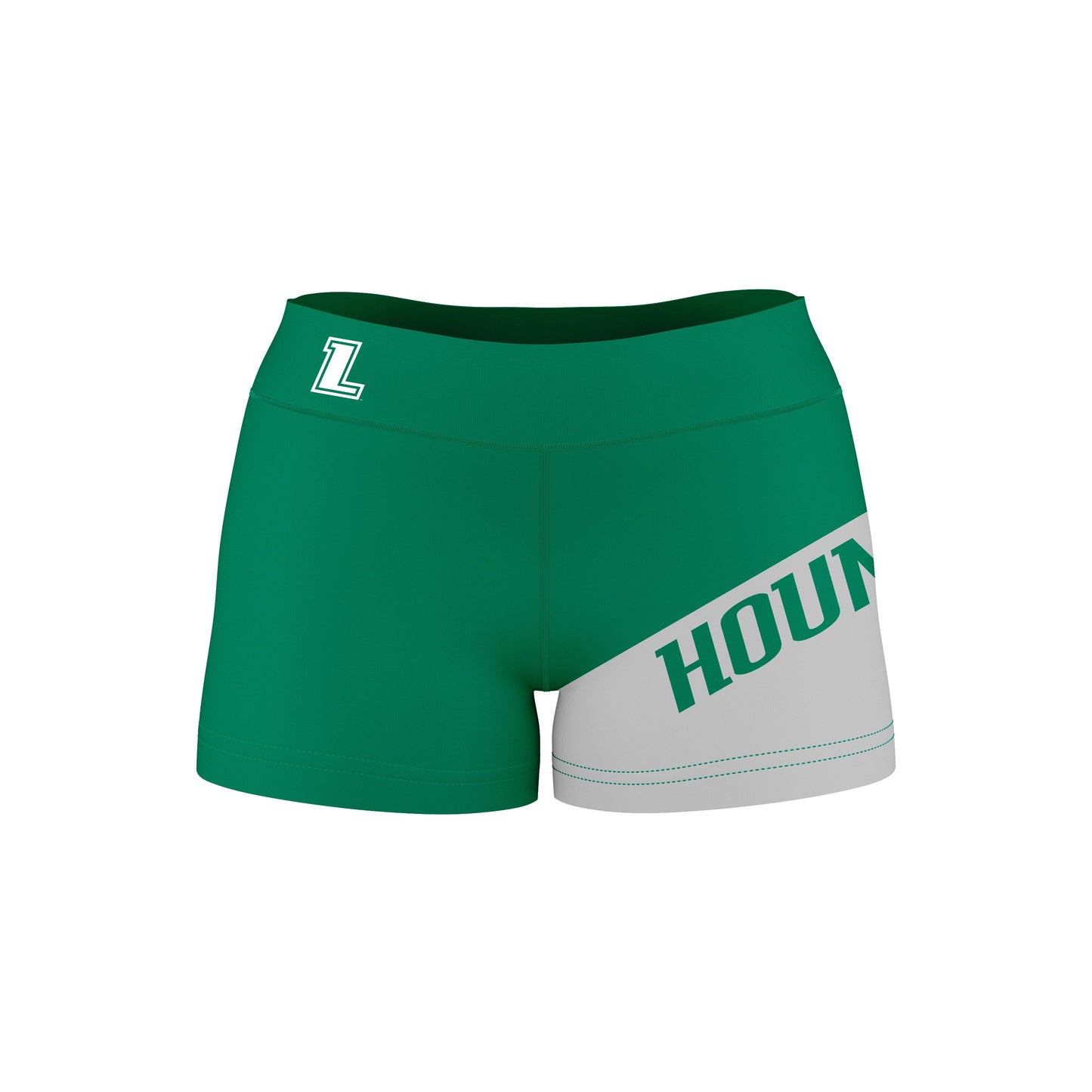 Loyola Maryland Greyhounds Vive La Fete Game Day Collegiate Leg Color Block Women Green Gray Optimum Yoga Short