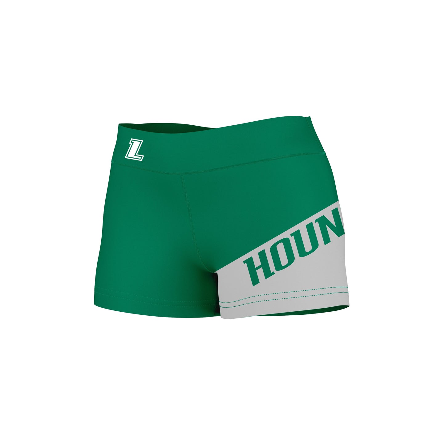 Loyola Maryland Greyhounds Vive La Fete Game Day Collegiate Leg Color Block Women Green Gray Optimum Yoga Short - Vive La F̻te - Online Apparel Store