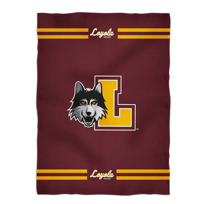 Loyola University Chicago Ramblers Game Day Soft Premium Fleece Maroon Throw Blanket 40 x 58 Logo and Stripes