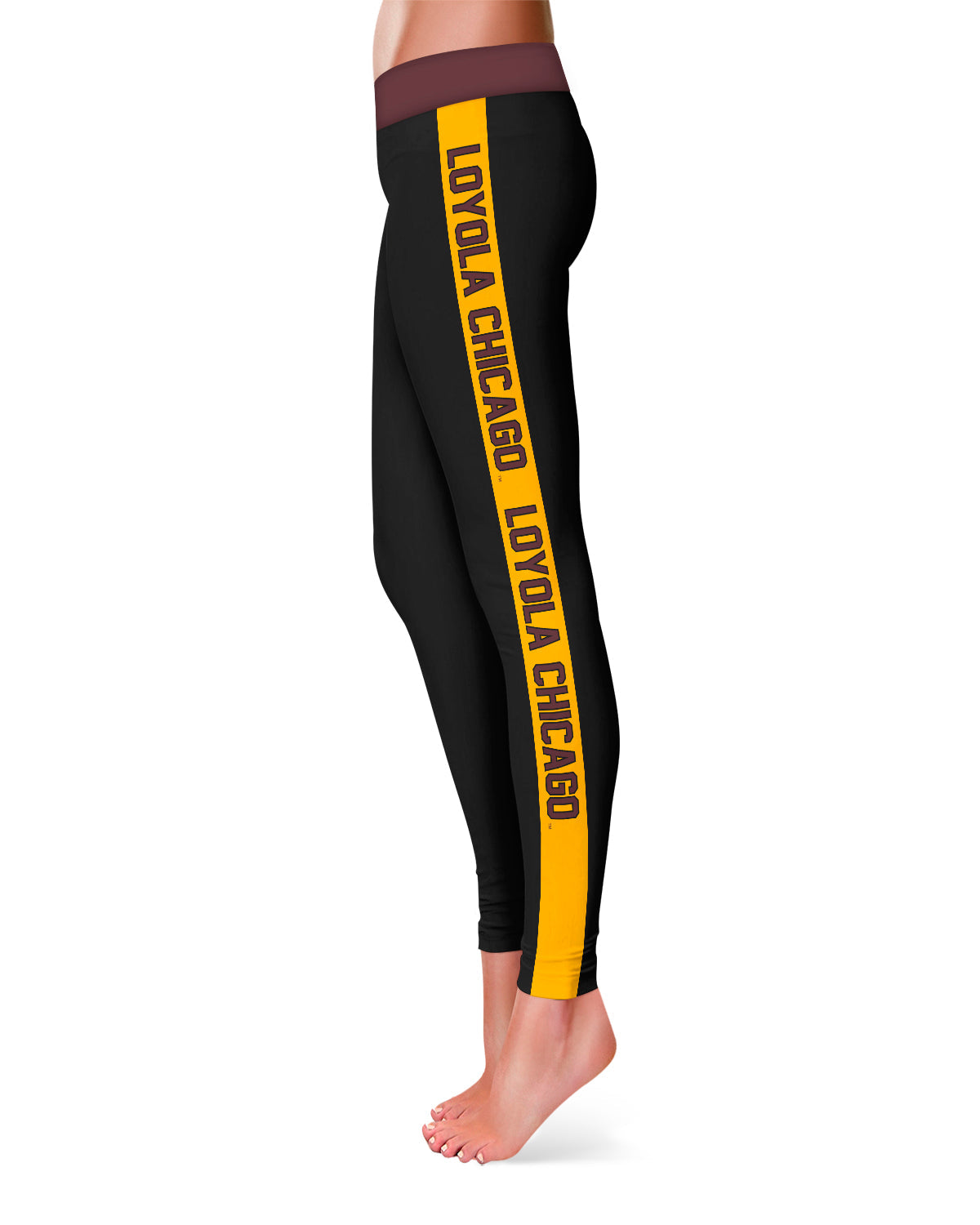 Loyola University Ramblers Gold Stripe Black Leggings