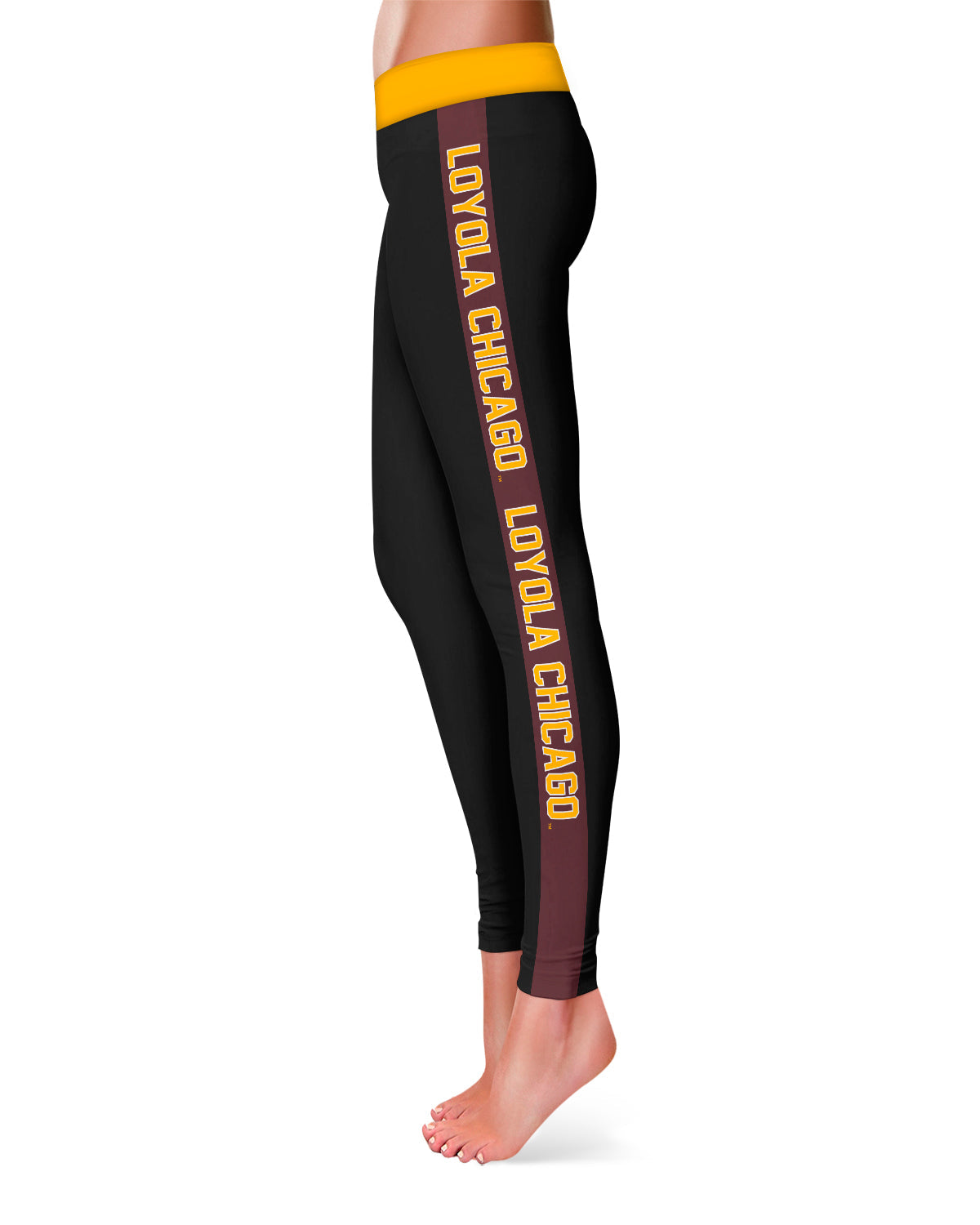 Loyola University Ramblers Maroon Stripe Black Leggings