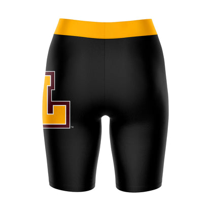 Loyola Ramblers LUC Vive La Fete Game Day Logo on Thigh and Waistband Black and Gold Women Bike Short 9 Inseam"