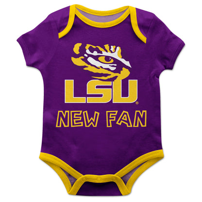 LSU Tigers Infant Game Day Purple Short Sleeve One Piece Jumpsuit by Vive La Fete