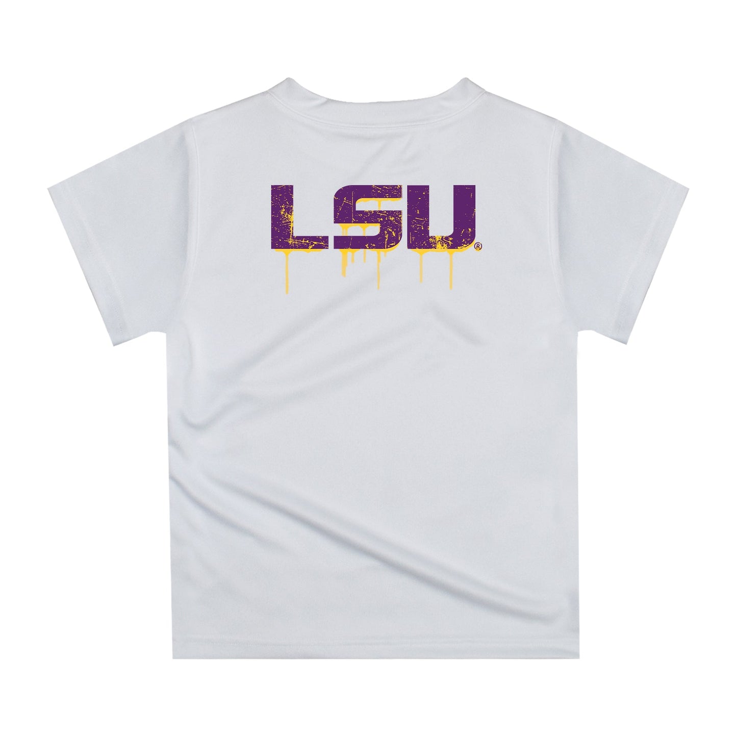 Louisiana State Tigers Original Dripping Football Helmet White T-Shirt by Vive La Fete