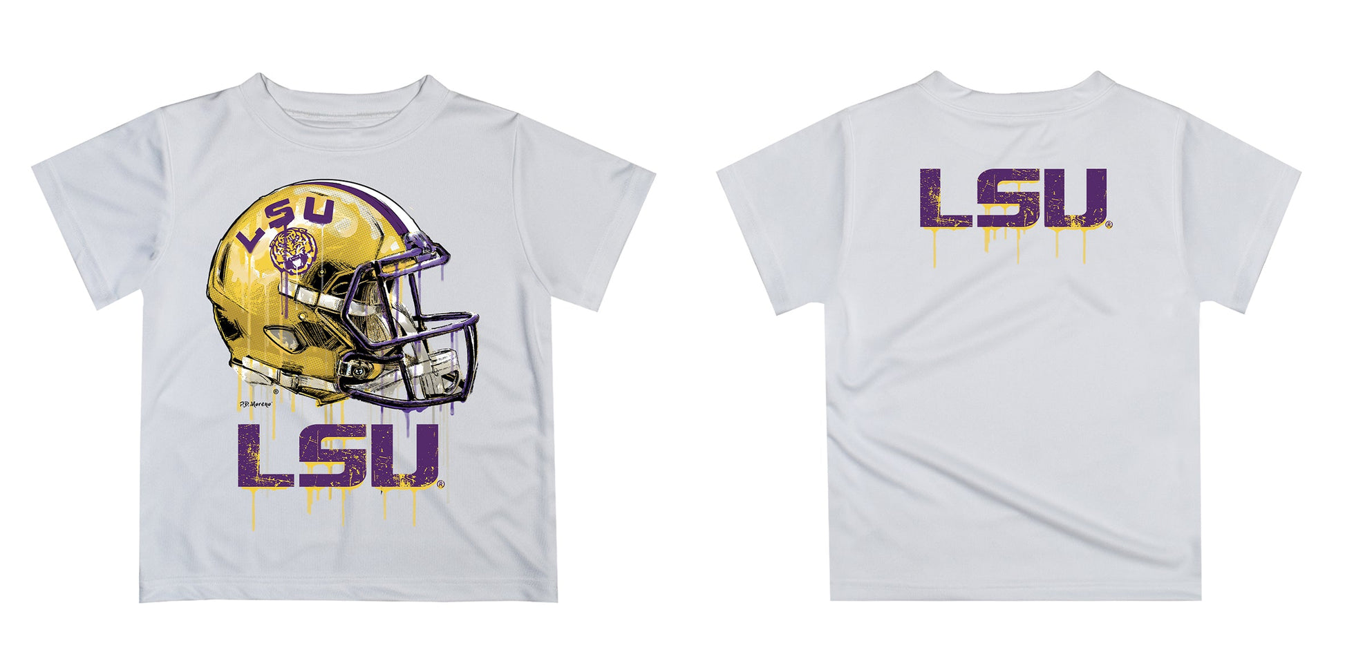 Louisiana State Tigers Original Dripping Football Helmet White T-Shirt