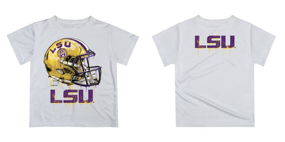 Louisiana State Tigers Original Dripping Football Helmet White T-Shirt by Vive La Fete