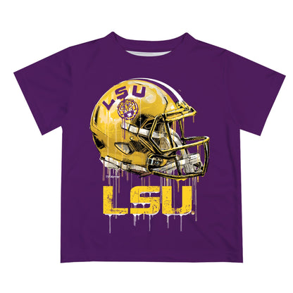 Louisiana State Tigers Original Dripping Football Helmet Purple T-Shirt by Vive La Fete