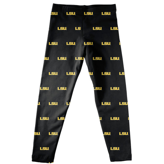 LSU Tigers Repeat Logo Black Leggings