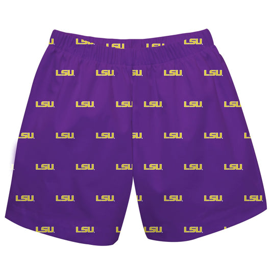 LSU Tigers Print Boys Purple Pull On Shorts