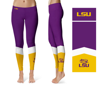 LSU Tigers Vive La Fete Game Day Collegiate Ankle Color Block Women Purple Gold Yoga Leggings