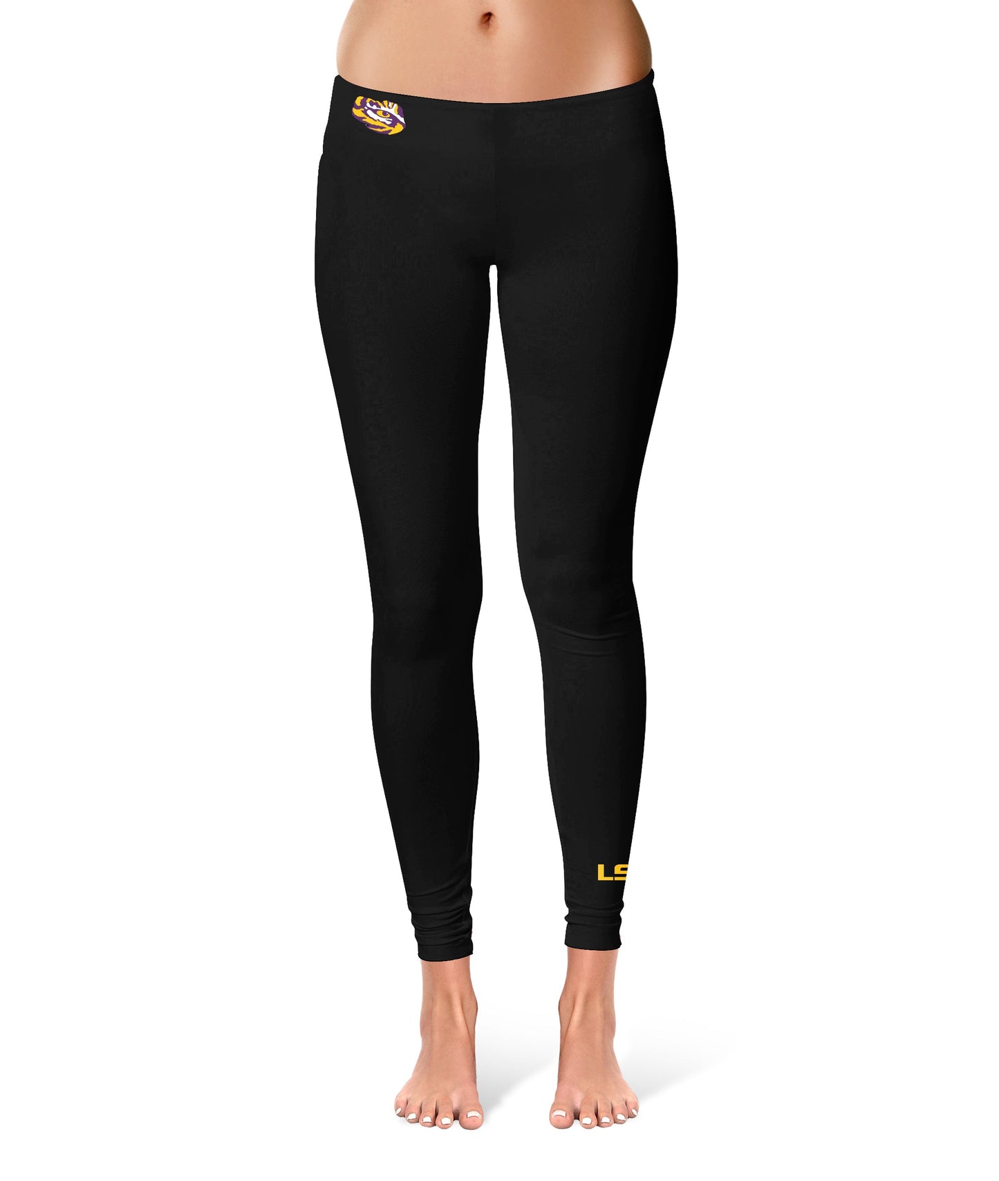 LSU Tigers Vive La Fete Game Day Collegiate Logo at Ankle Women Black Yoga Leggings 2.5 Waist Tights