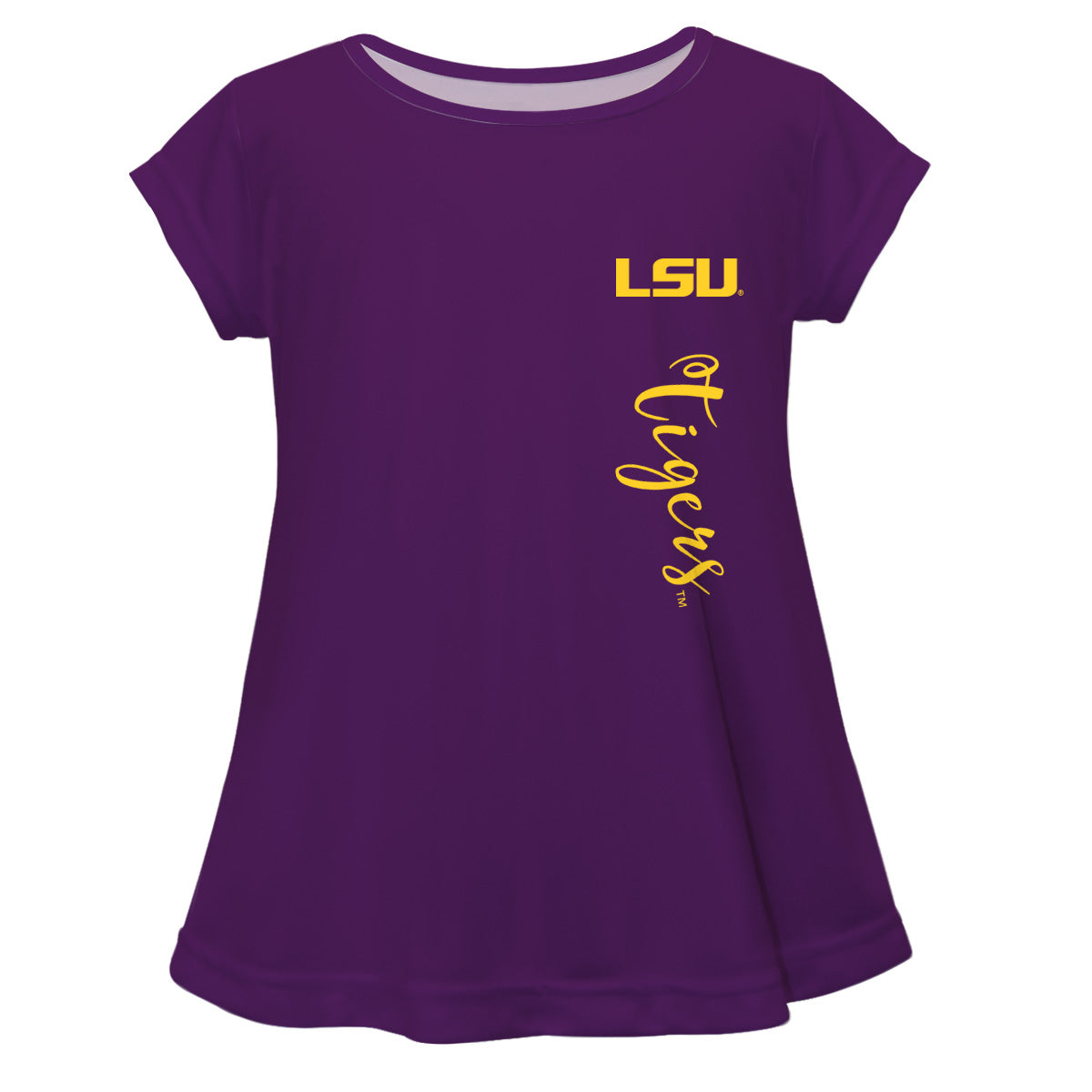 LSU Tigers Tigers Purple Solid Short Sleeve Girls Laurie Top by Vive La Fete