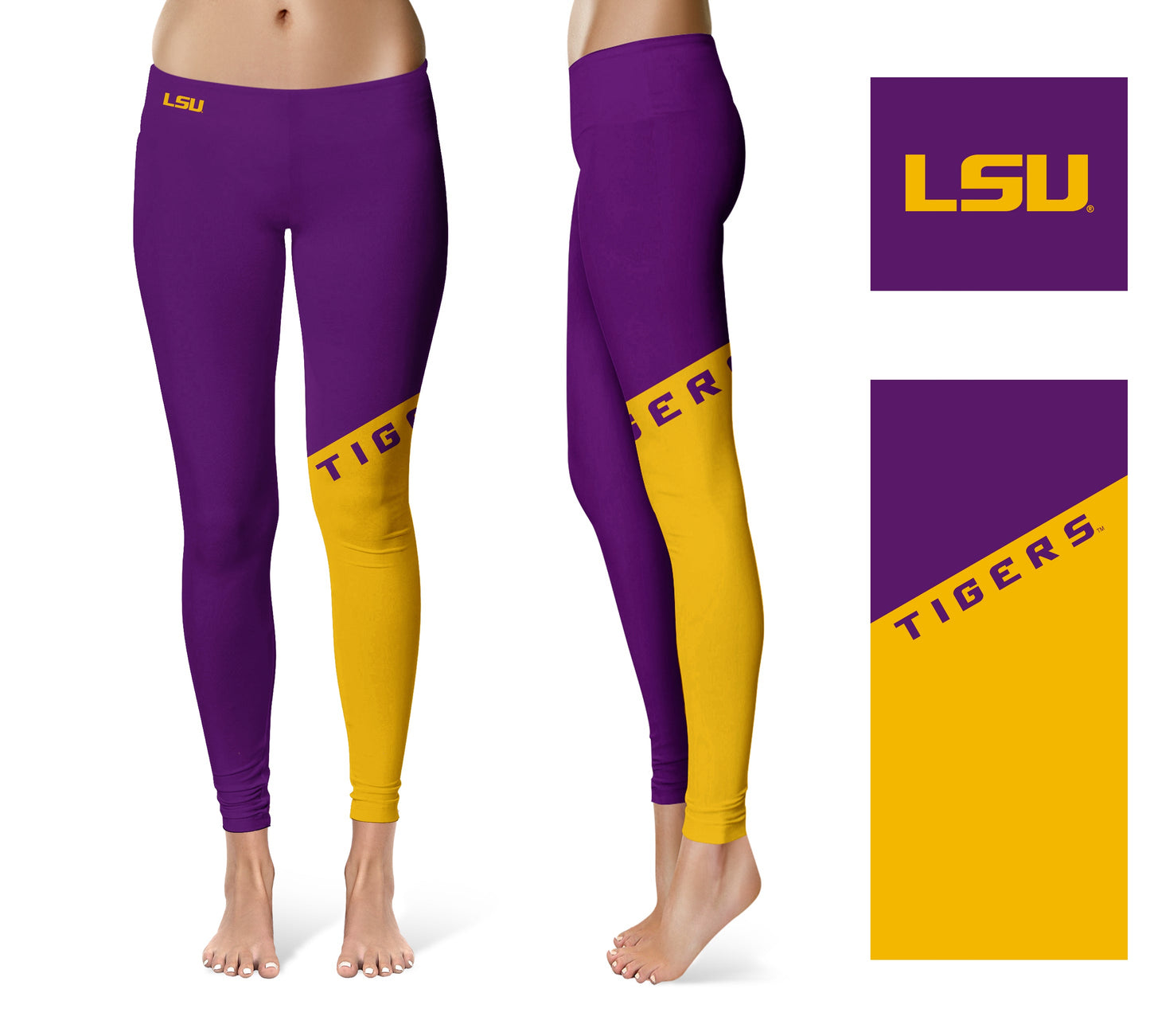 LSU Tigers Vive La Fete Game Day Collegiate Leg Color Block Women Purple Gold Yoga Leggings