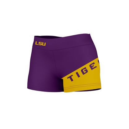 LSU Tigers Vive La Fete Game Day Collegiate Leg Color Block Women Purple Gold Optimum Yoga Short - Vive La F̻te - Online Apparel Store