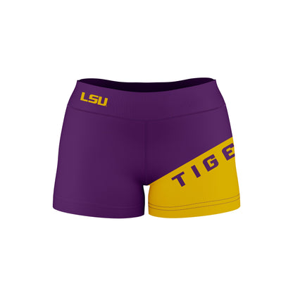 LSU Tigers Vive La Fete Game Day Collegiate Leg Color Block Women Purple Gold Optimum Yoga Short