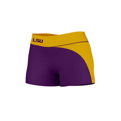 LSU Tigers Vive La Fete Game Day Collegiate Waist Color Block Women Purple Gold Optimum Yoga Short - Vive La F̻te - Online Apparel Store