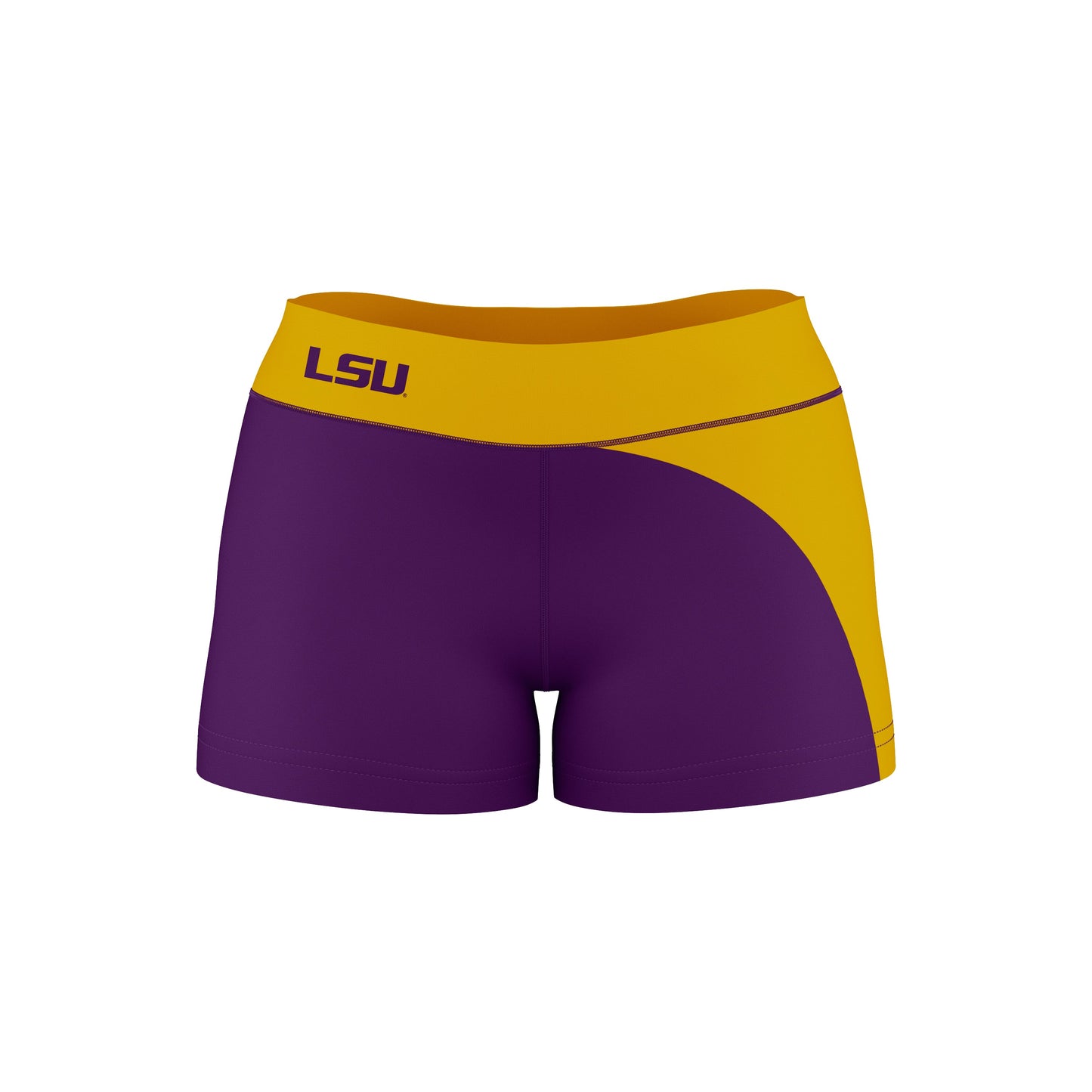 LSU Tigers Vive La Fete Game Day Collegiate Waist Color Block Women Purple Gold Optimum Yoga Short