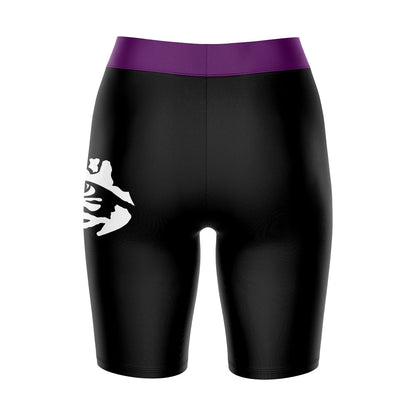 LSU Tigers Vive La Fete Game Day Logo on Thigh and Waistband Black and Purple Women Bike Short 9 Inseam