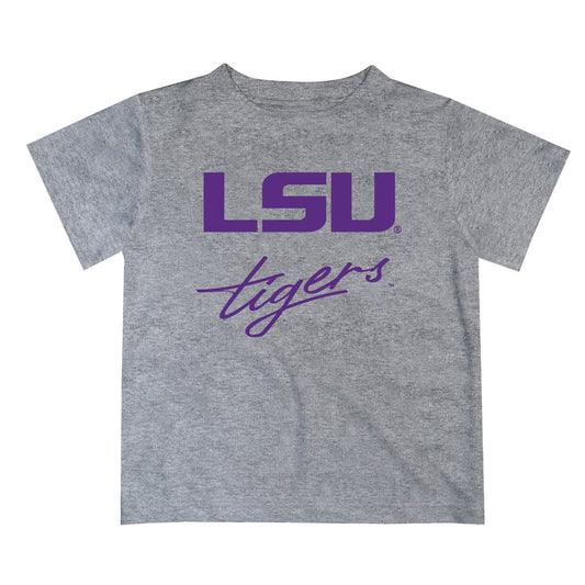 LSU Tigers Vive La Fete Script V1 Gray Short Sleeve Tee Shirt