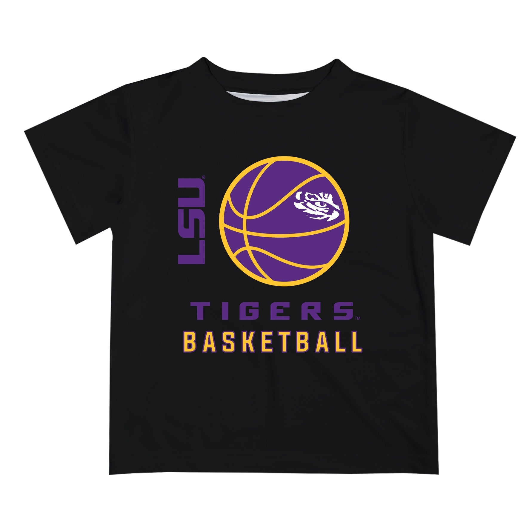 LSU Tigers Vive La Fete Basketball V1 Black Short Sleeve Tee Shirt