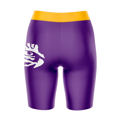 LSU Tigers Vive La Fete Game Day Logo on Thigh and Waistband Purple and Gold Women Bike Short 9 Inseam