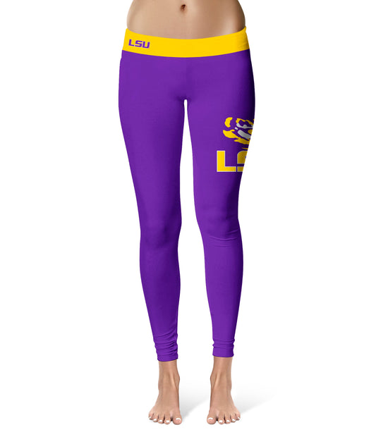 LSU Tigers Vive La Fete Game Day Collegiate Logo on Thigh Purple Women Yoga Leggings 2.5 Waist Tights"
