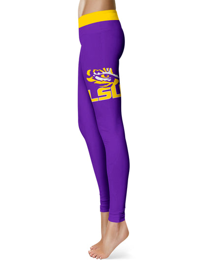 LSU Tigers Vive La Fete Game Day Collegiate Logo on Thigh Purple Women Yoga Leggings 2.5 Waist Tights"