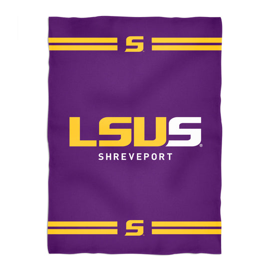LSU Shreveport LSUS Pilots Game Day Soft Premium Fleece Purple Throw Blanket 40 x 58 Logo and Stripes