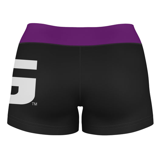 Mouseover Image, LSU Shreveport LSUS Pilots Vive La Fete Logo on Thigh & Waistband Black & Purple Women Booty Workout Shorts 3.75 Inseam"
