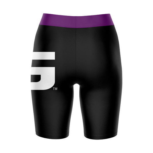 Mouseover Image, LSU Shreveport LSUS Pilots Vive La Fete Game Day Logo on Thigh and Waistband Black and Purple Women Bike Short 9 Inseam"