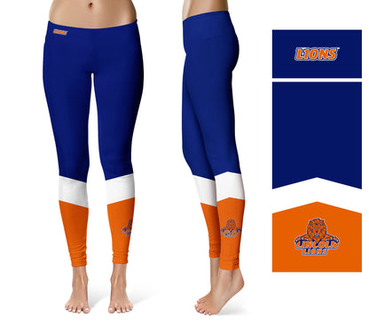 Lincoln University Lions LU Vive La Fete Game Day Collegiate Ankle Color Block Women Blue Orange Yoga Leggings