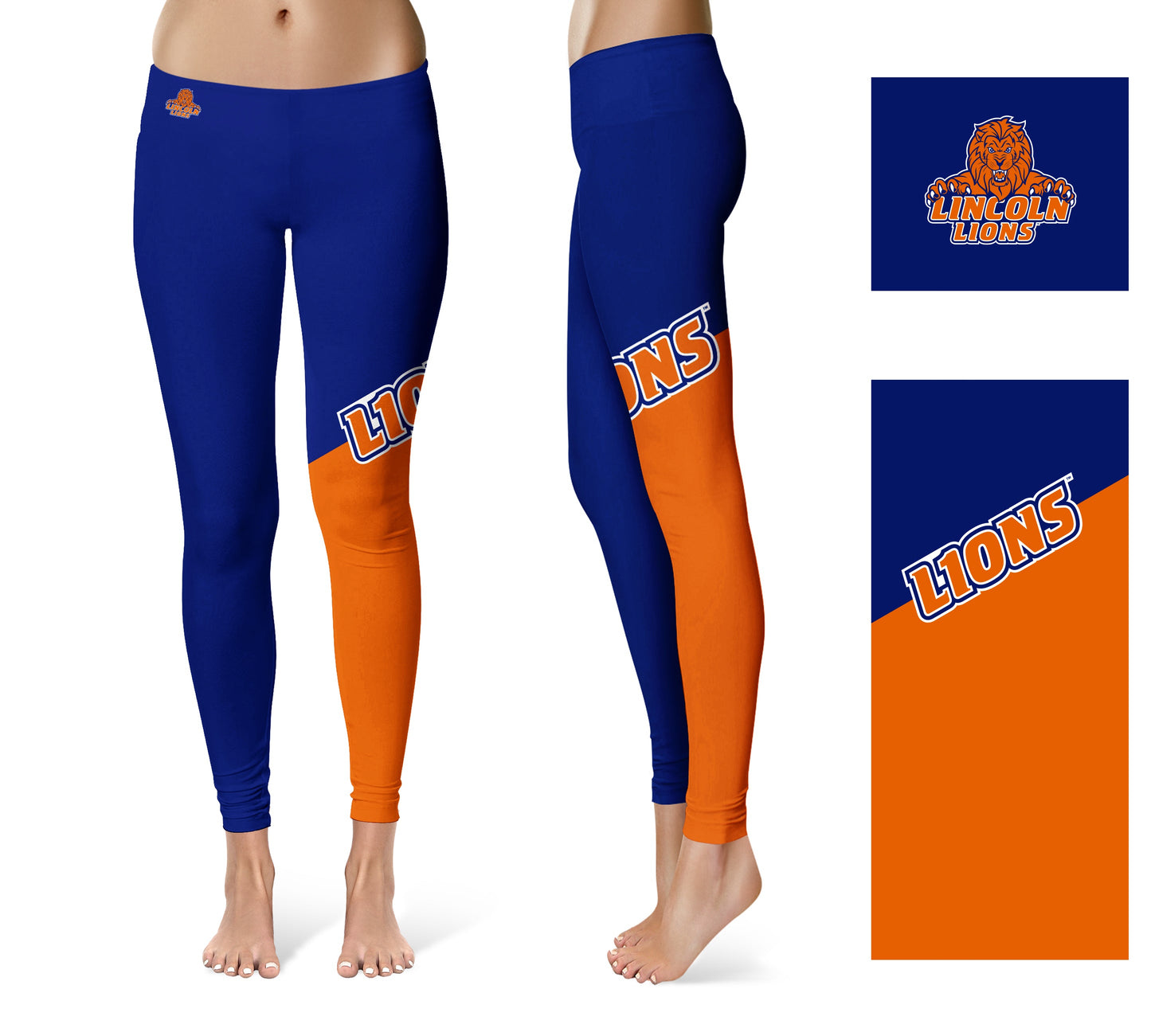 Lincoln University Lions LU Vive La Fete Game Day Collegiate Leg Color Block Women Blue Orange Yoga Leggings