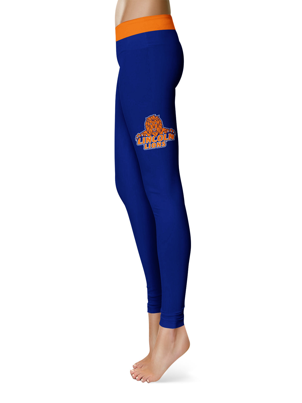 Lincoln University Lions LU Vive La Fete Game Day Collegiate Logo on Thigh Blue Women Yoga Leggings 2.5 Waist Tights