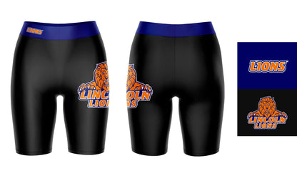 Lincoln Lions LU Vive La Fete Game Day Logo on Thigh and Waistband Black and Blue Women Bike Short 9 Inseam