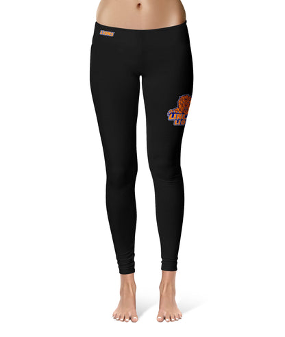 Lincoln Lions LU Vive La Fete Game Day Collegiate Large Logo on Thigh Women Black Yoga Leggings 2.5 Waist Tights