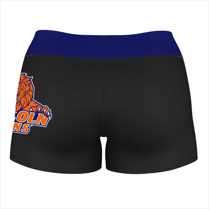 Lincoln Lions LU Vive La Fete Logo on Thigh & Waistband Black & Blue Women Yoga Booty Workout Shorts 3.75 Inseam - Vive La F̻te - Online Apparel Store