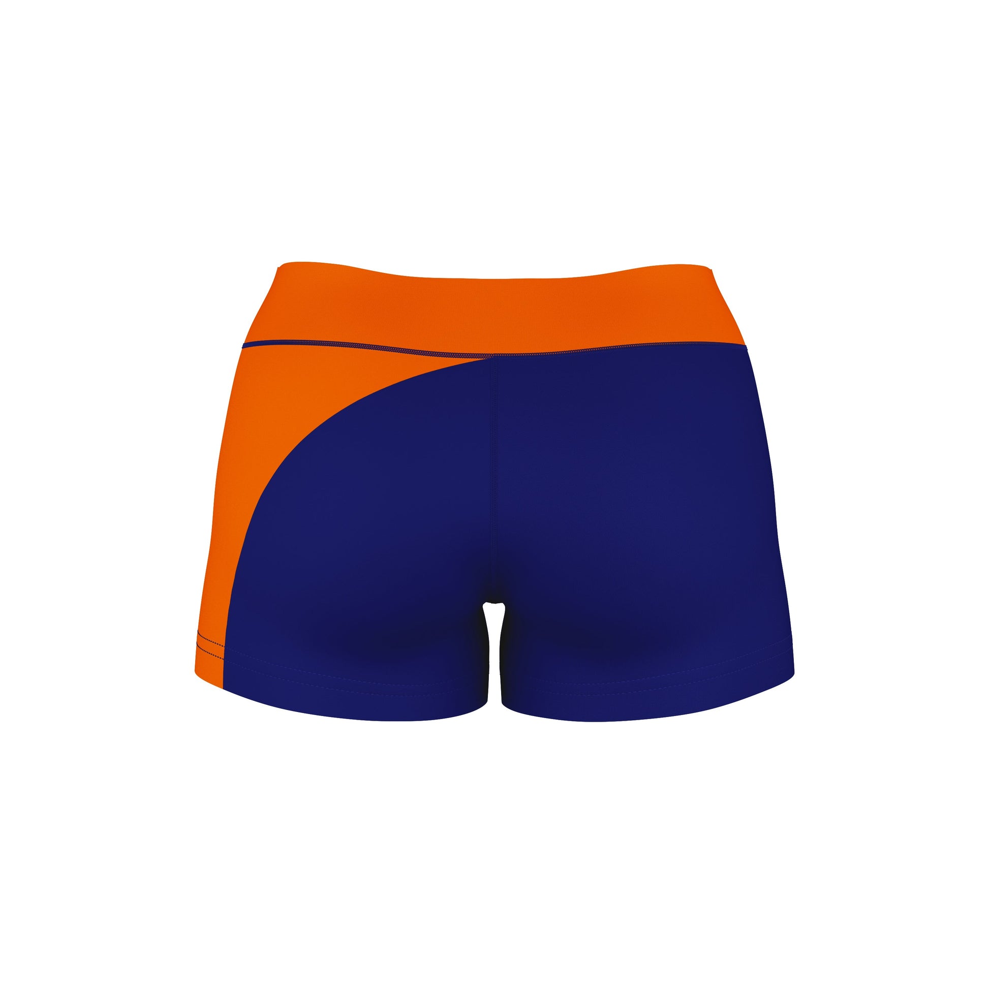 Lincoln Lions LU Vive La Fete Collegiate Waist Color Block Women Blue Orange Optimum Yoga Short - Vive La F̻te - Online Apparel Store