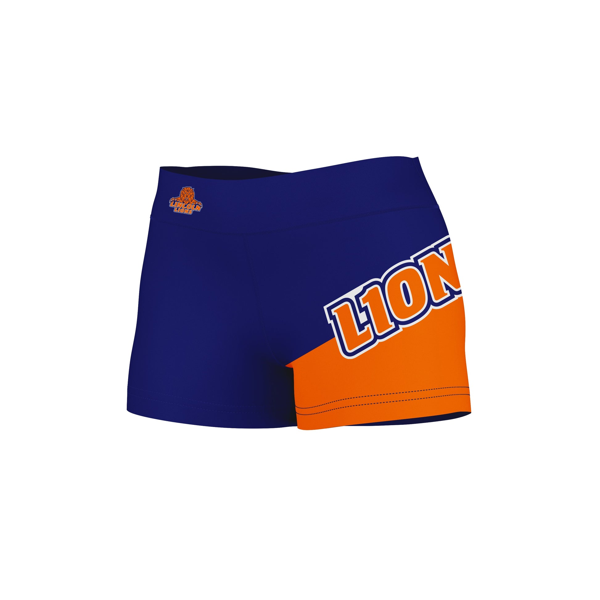 Lincoln University Lions LU Vive La Fete Game Day Collegiate Leg Color Block Women Blue Orange Optimum Yoga Short - Vive La F̻te - Online Apparel Store