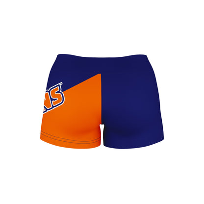 Lincoln University Lions LU Vive La Fete Game Day Collegiate Leg Color Block Women Blue Orange Optimum Yoga Short - Vive La F̻te - Online Apparel Store