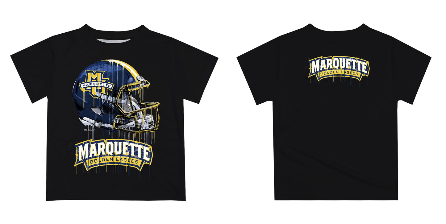 Marquette Golden Eagles Original Dripping Football Helmet Black T-Shirt by Vive La Fete