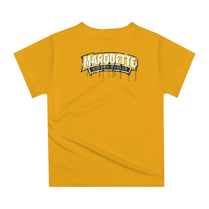 Marquette Golden Eagles Original Dripping Football Helmet Gold T-Shirt by Vive La Fete