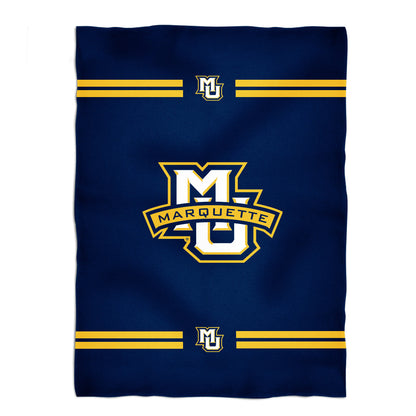 Marquette Golden Eagles Game Day Soft Premium Fleece Navy Throw Blanket 40 x 58 Logo and Stripes