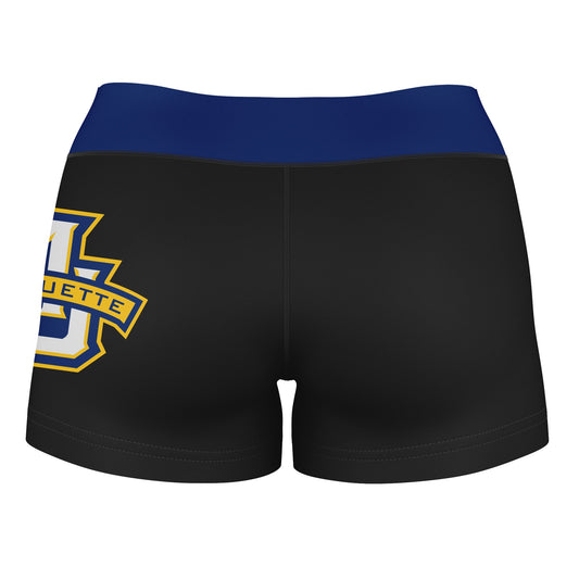 Mouseover Image, Marquette Golden Eagles Vive La Fete Logo on Thigh & Waistband Black & Navy Women Yoga Booty Workout Shorts 3.75 Inseam"