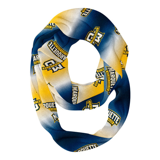 Marquette Golden Eagles Vive La Fete All Over Logo Game Day Collegiate Women Ultra Soft Knit Infinity Scarf