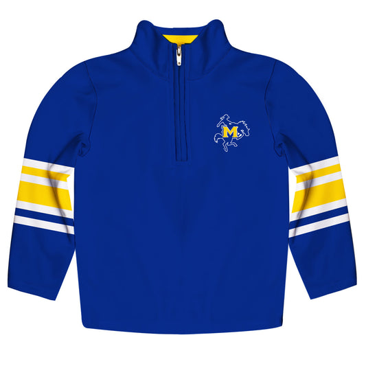 McNeese State University Cowboys Game Day Blue Quarter Zip Pullover for Infants Toddlers by Vive La Fete