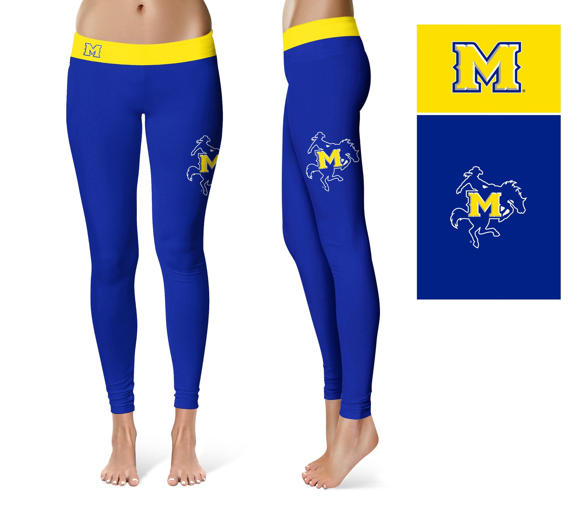 McNeese State Cowboys Vive La Fete Game Day Collegiate Logo on Thigh Blue Women Yoga Leggings 2.5 Waist Tights