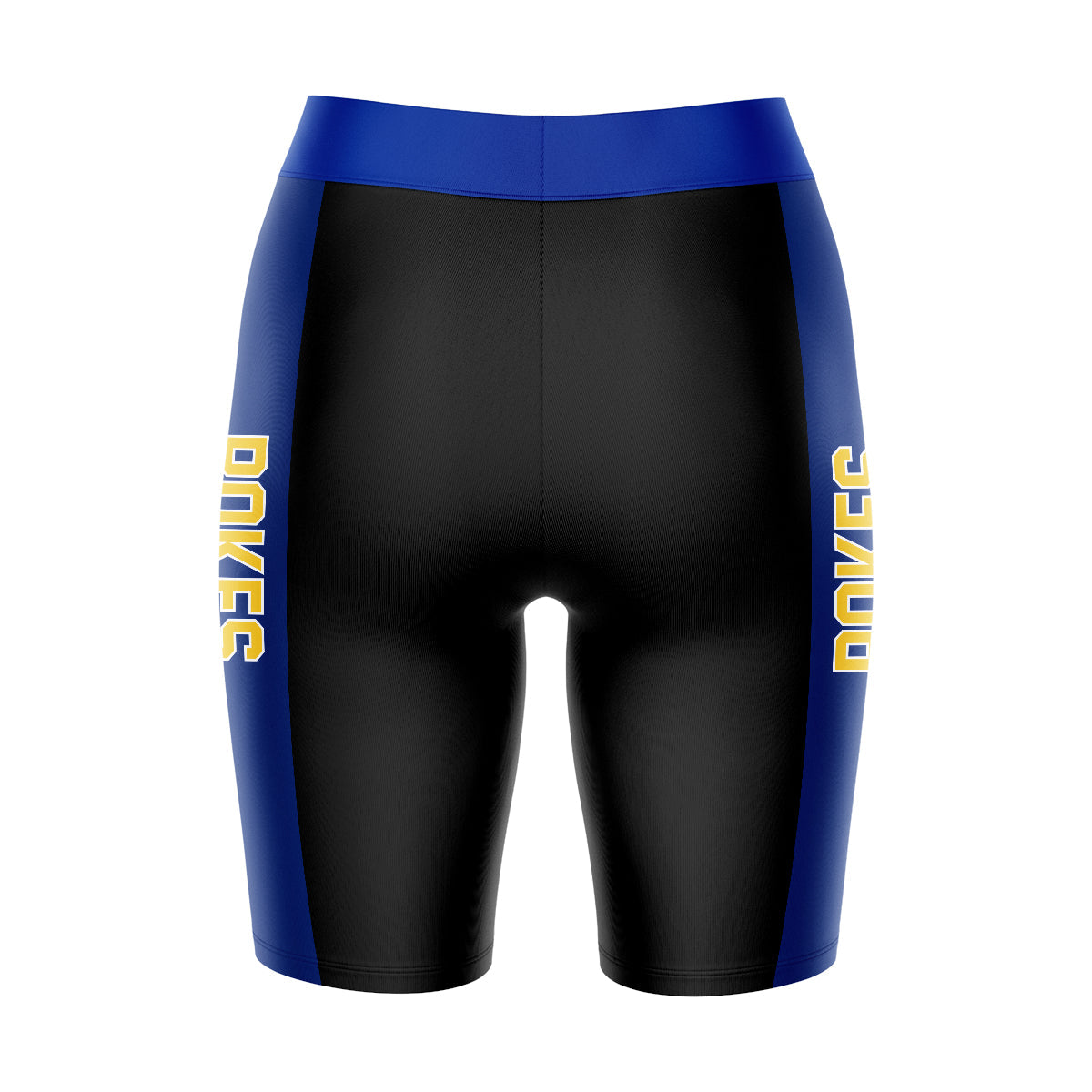 McNeese State Cowboys Vive La Fete Game Day Logo on Waistband and Blue Stripes Black Women Bike Short 9 Inseam