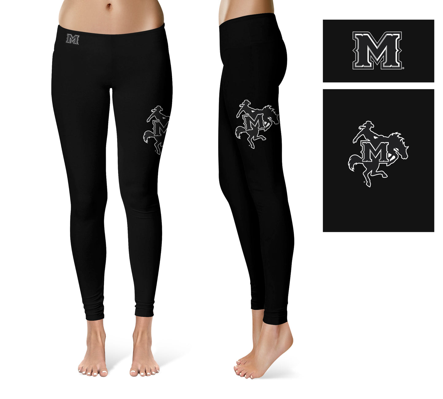 McNeese State Cowboys Vive La Fete Game Day Collegiate Large Logo on Thigh Women Black Yoga Leggings 2.5 Waist Tights