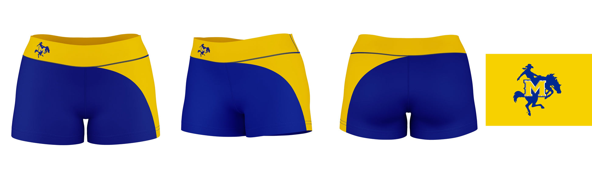 Canisius College Golden Griffins Vive La Fete Game Day Collegiate Waist Color Block Women Blue Gold Optimum Yoga Short - Vive La F̻te - Online Apparel Store